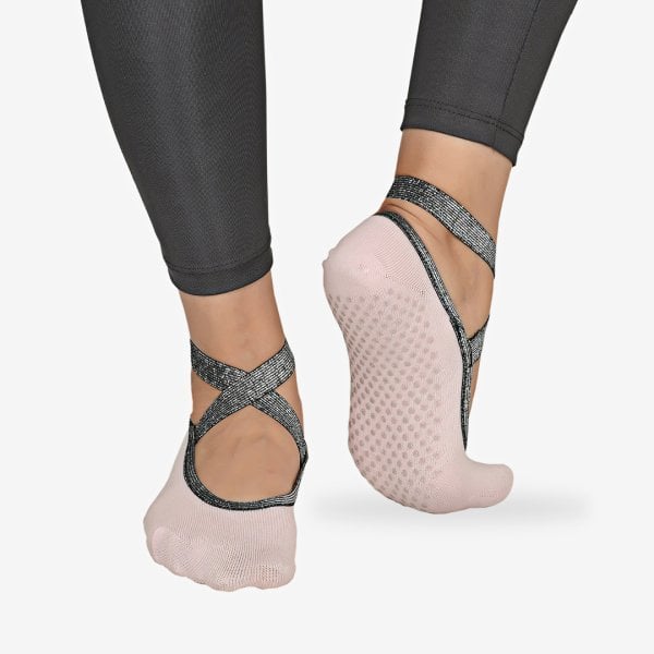 Shocks Simli Pembe Pilates ve Yoga Çorabı