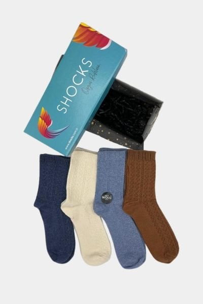 Shocks Kadın 4'lü Premium Özel Kutulu Yün Çorap