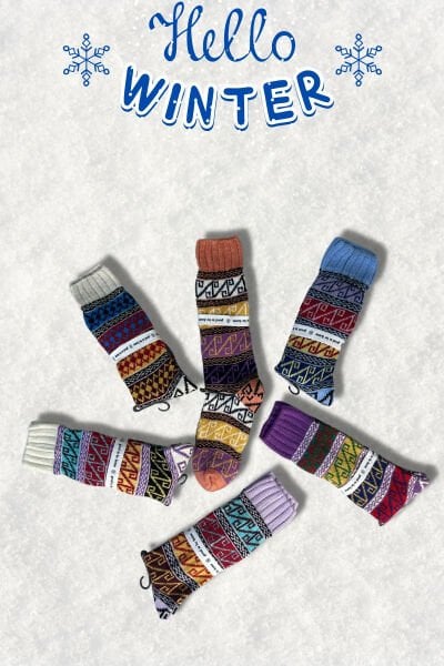 Shocks Bir Çift Örgü Yün Çorap (Karma Renkler)