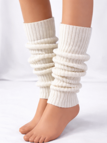 Doğal Yün 2'li Tozluk Fitilli Kışlık Kadın Dizlik Kalın Ayaksız Diz Üstü Yoga Çorabı